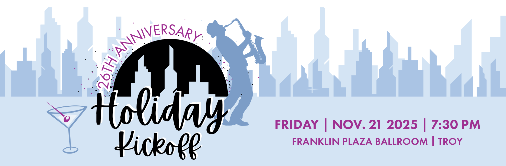 Friday, Nov. 21 2025, 7:30PM, Franklin Plaza Ballroom, Troy, NY / VIP Party & President's Toast 6 PM