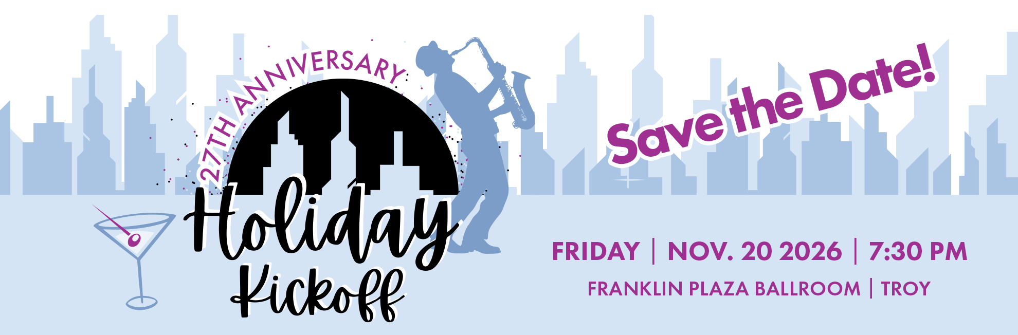 Friday, Nov. 20 2026, 7:30PM, Franklin Plaza Ballroom, Troy, NY / VIP Party & President's Toast 6 PM